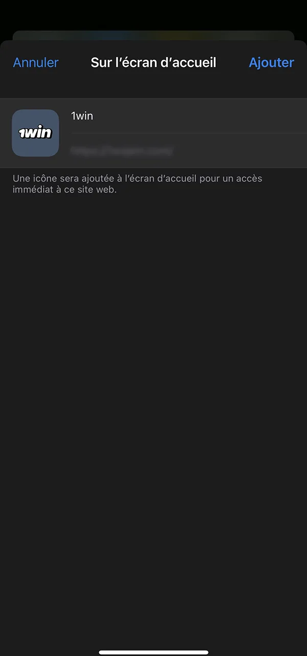 Nommez le raccourci de l'application et commencez à jouer sur 1win.