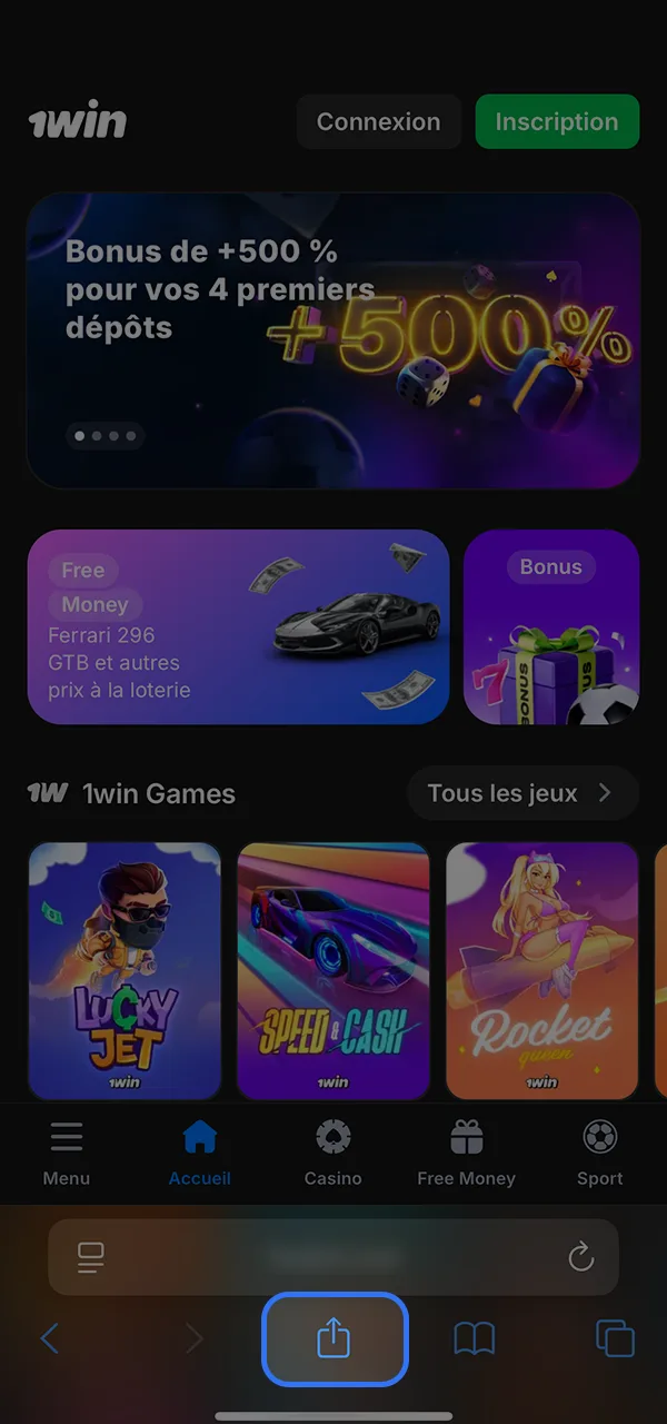 Installez l'application 1win sur votre appareil.