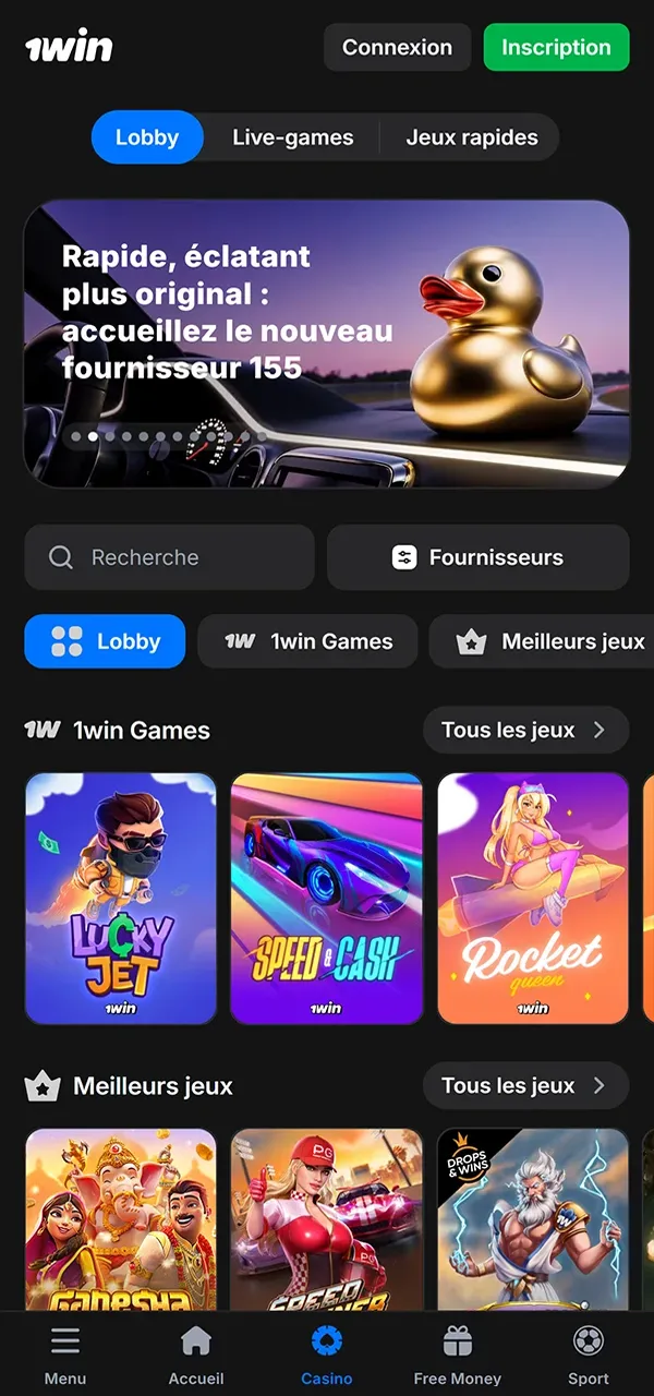 Jouez aux meilleures machines à sous et jeux de table au casino 1win.