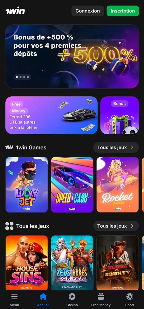 Découvrez toutes les fonctionnalités de l'application 1win.