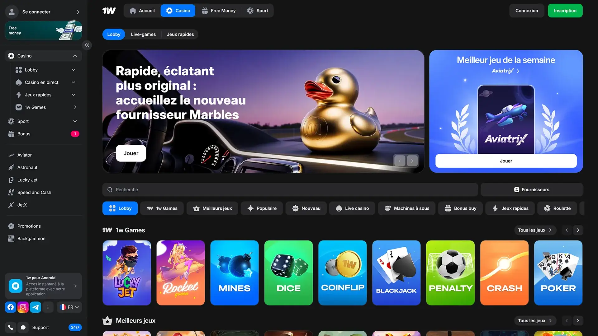 Jouez au casino 1win et profitez d'un large choix de machines à sous et de jeux de table.