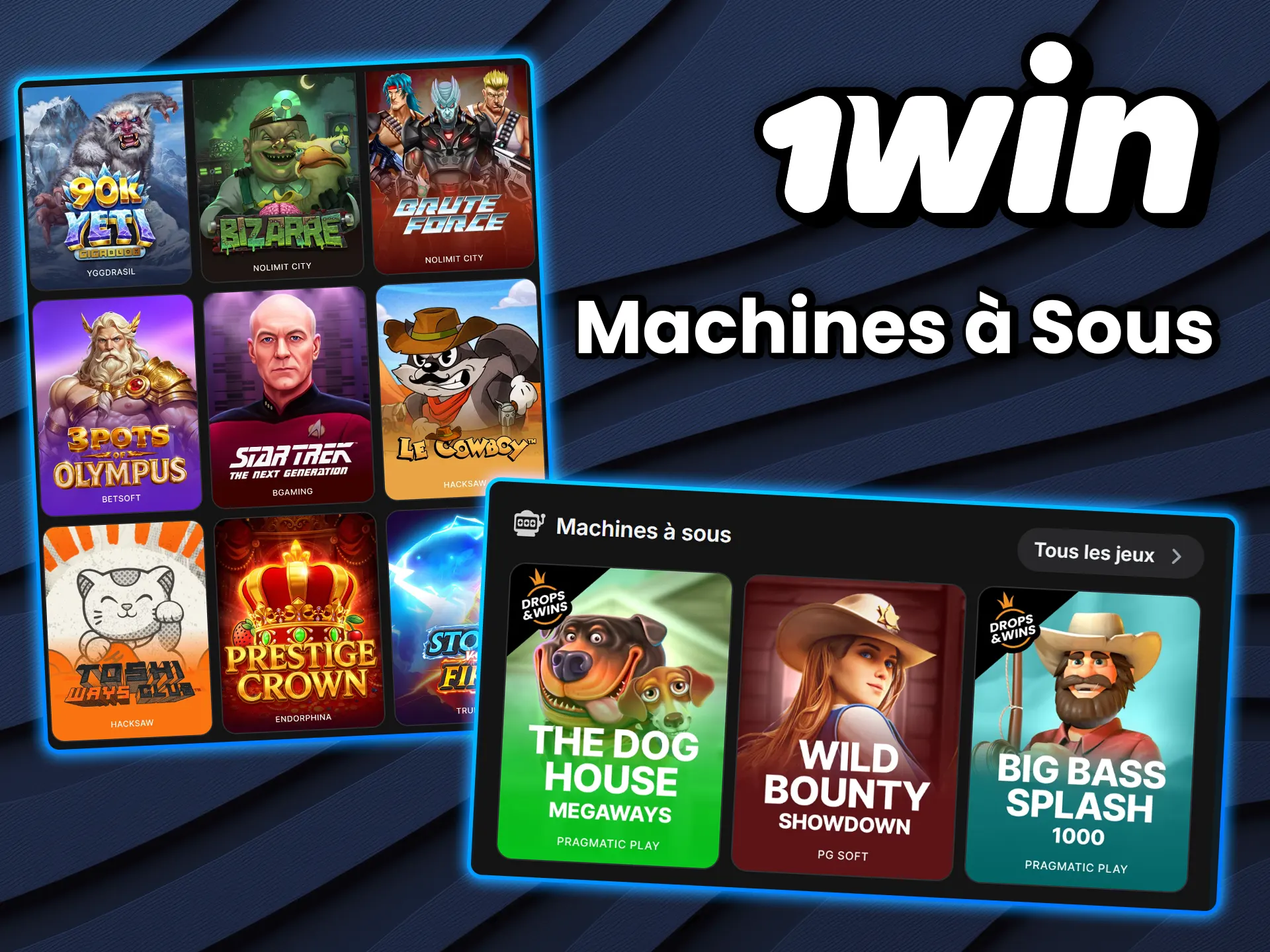 Faites tourner les rouleaux des meilleures machines à sous sur 1win.