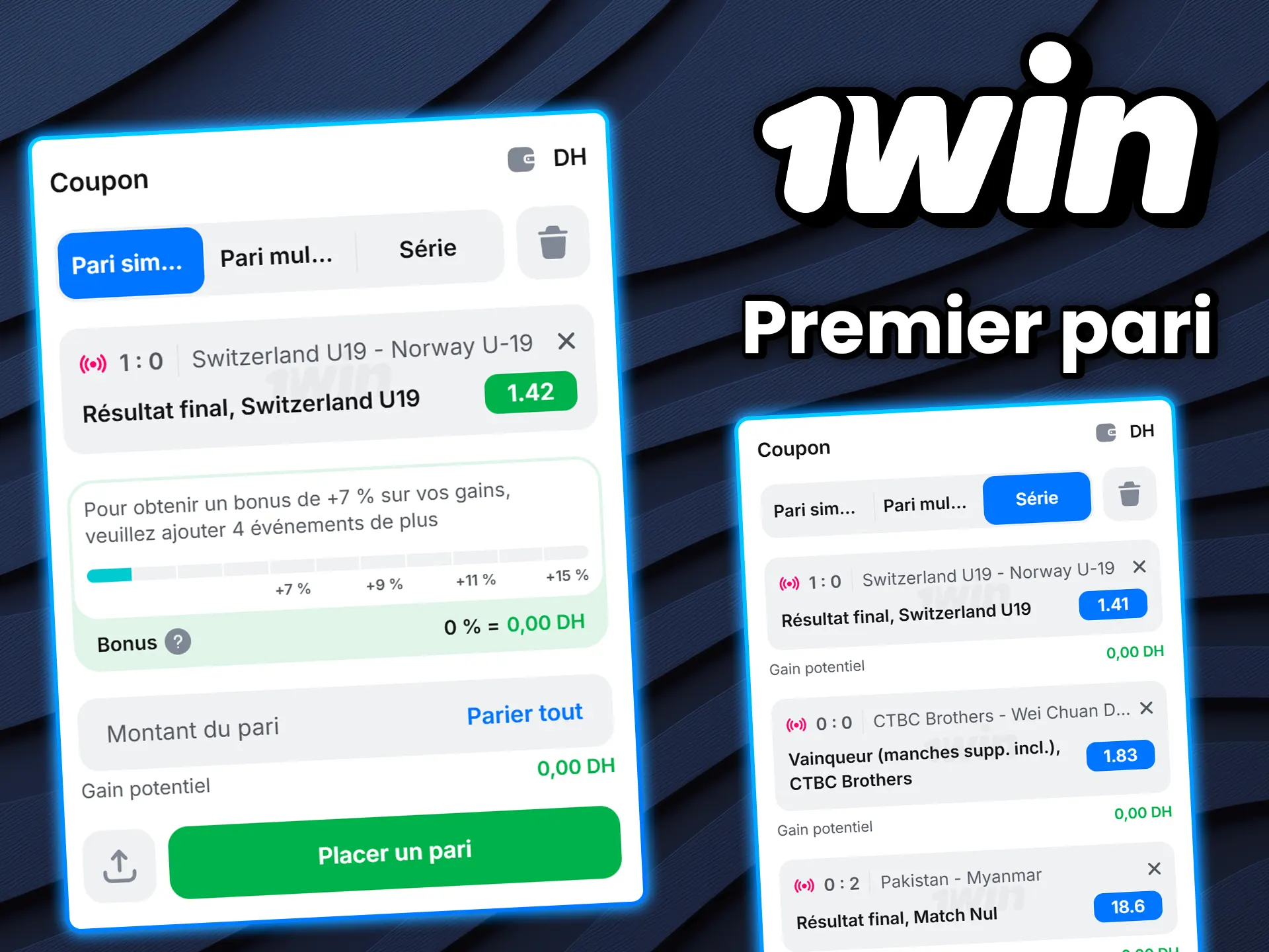 Suivez les instructions pour placer votre premier pari sur 1win.