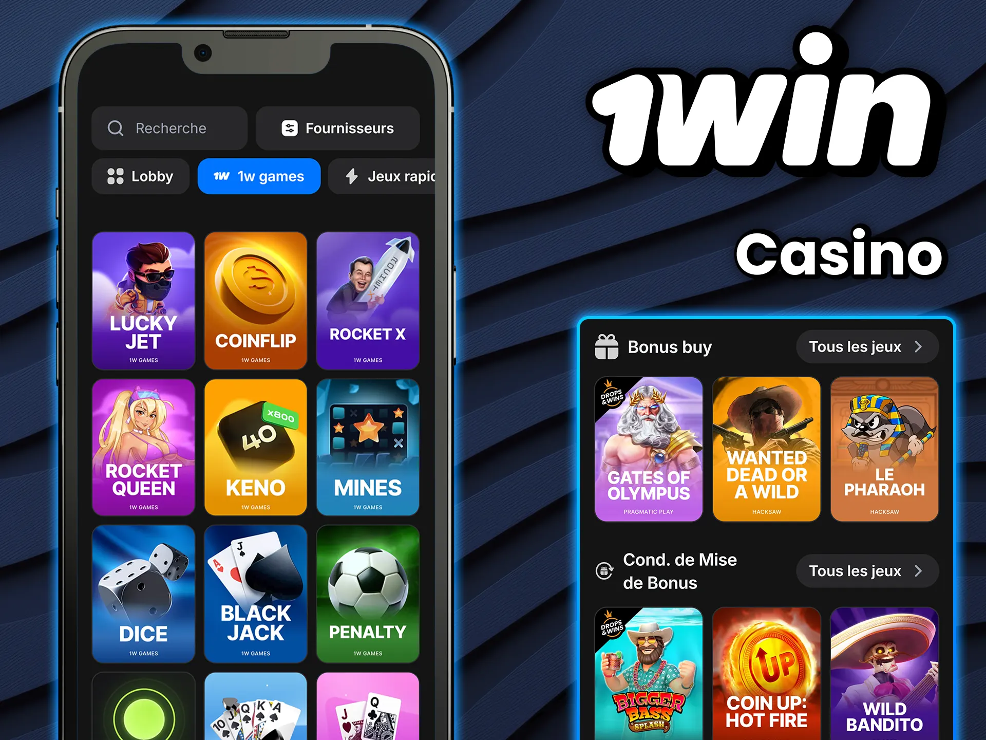 Accédez à une large sélection de machines à sous et jeux de table sur 1win.