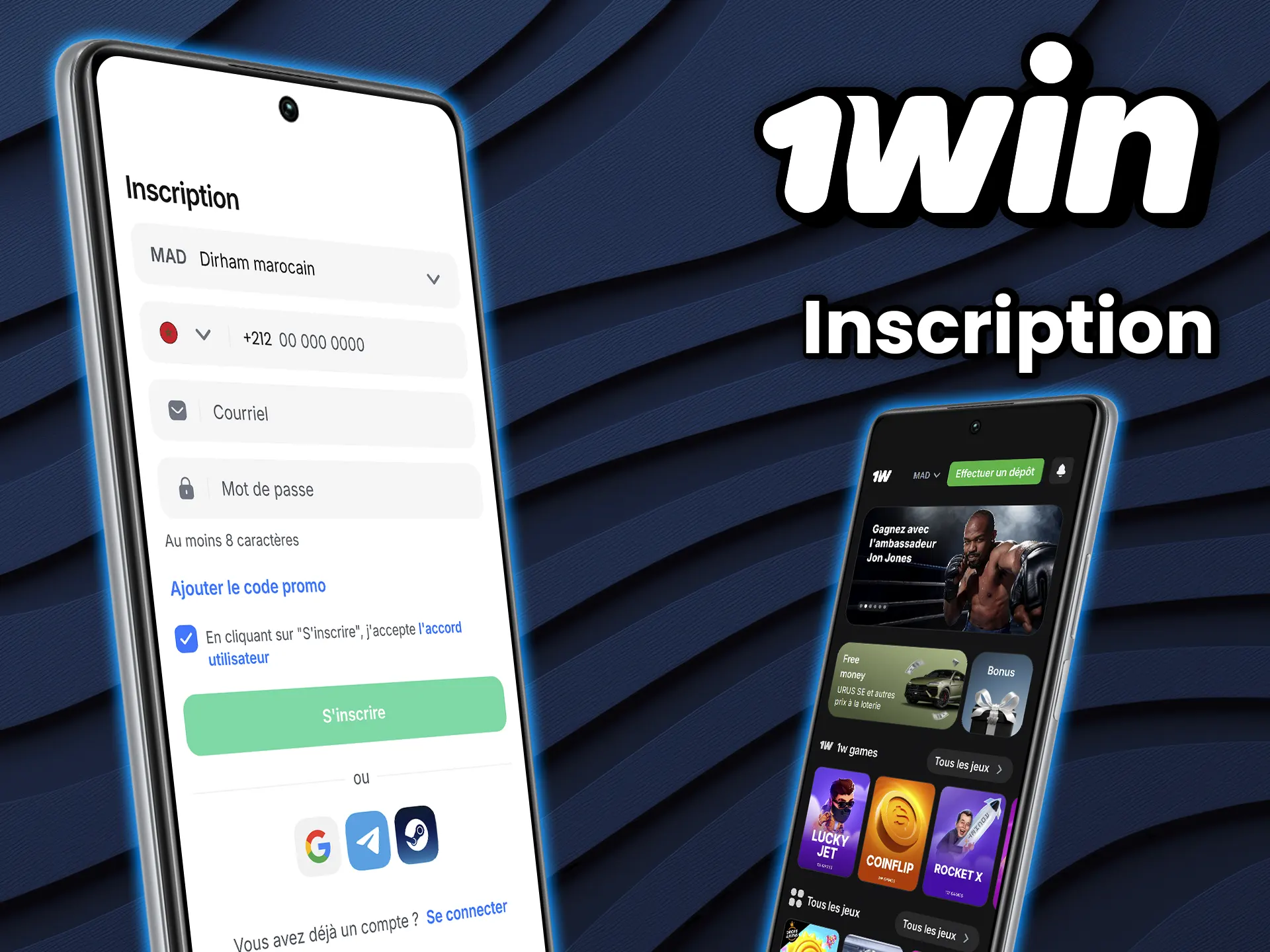 Créez votre compte joueur directement depuis l'interface mobile de 1win.