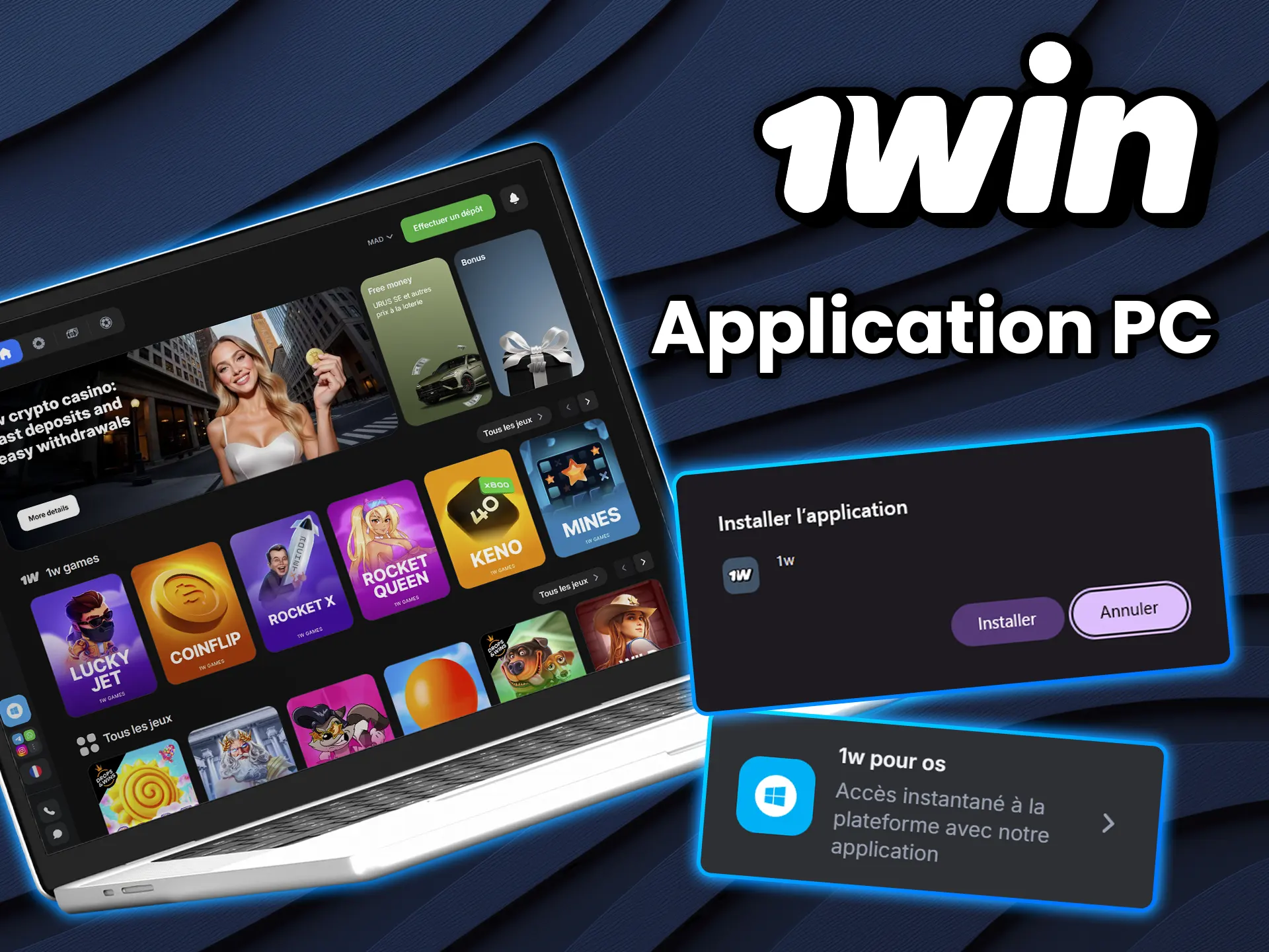 Téléchargez l'application officielle 1win pour PC.