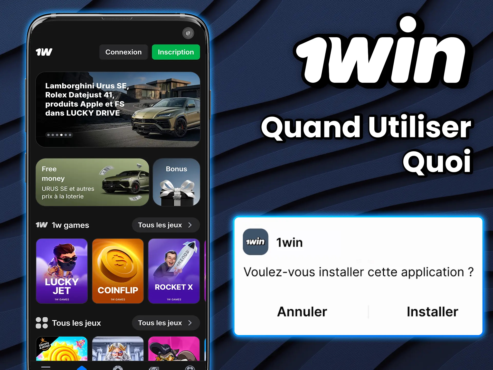 Téléchargez l'application pratique 1win sur iOS ou Android.