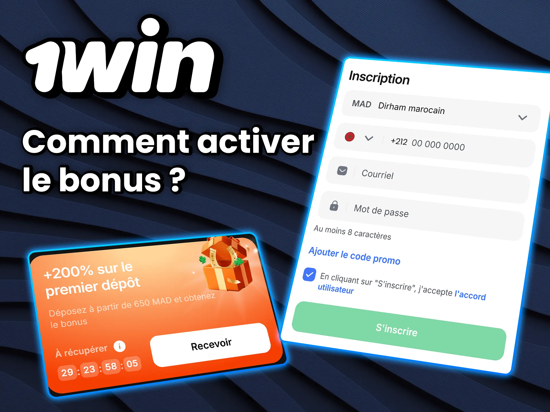 Suivez ces quelques étapes simples pour obtenir votre bonus sur 1win.