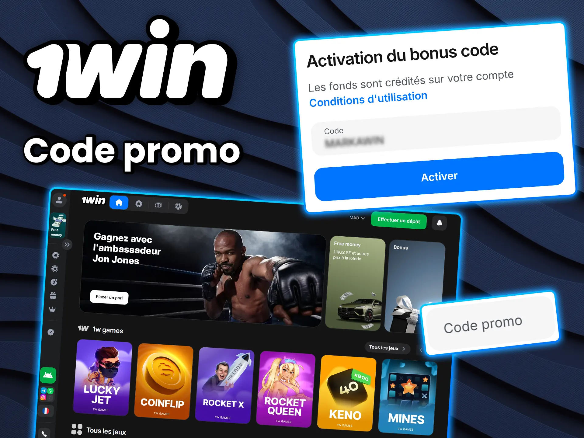 Utilisez ce coupon spécial pour maximiser vos gains sur 1win.