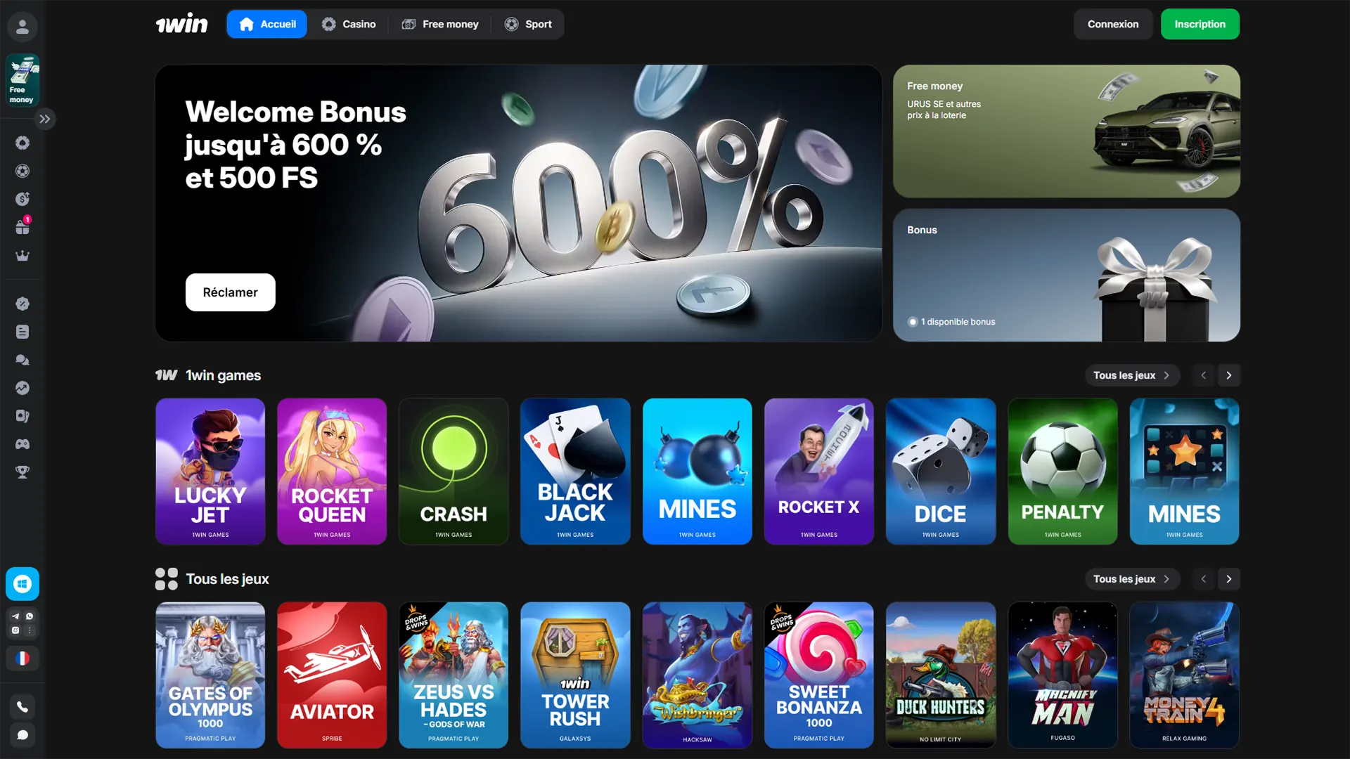 Rejoignez 1win et effectuez votre premier dépôt.