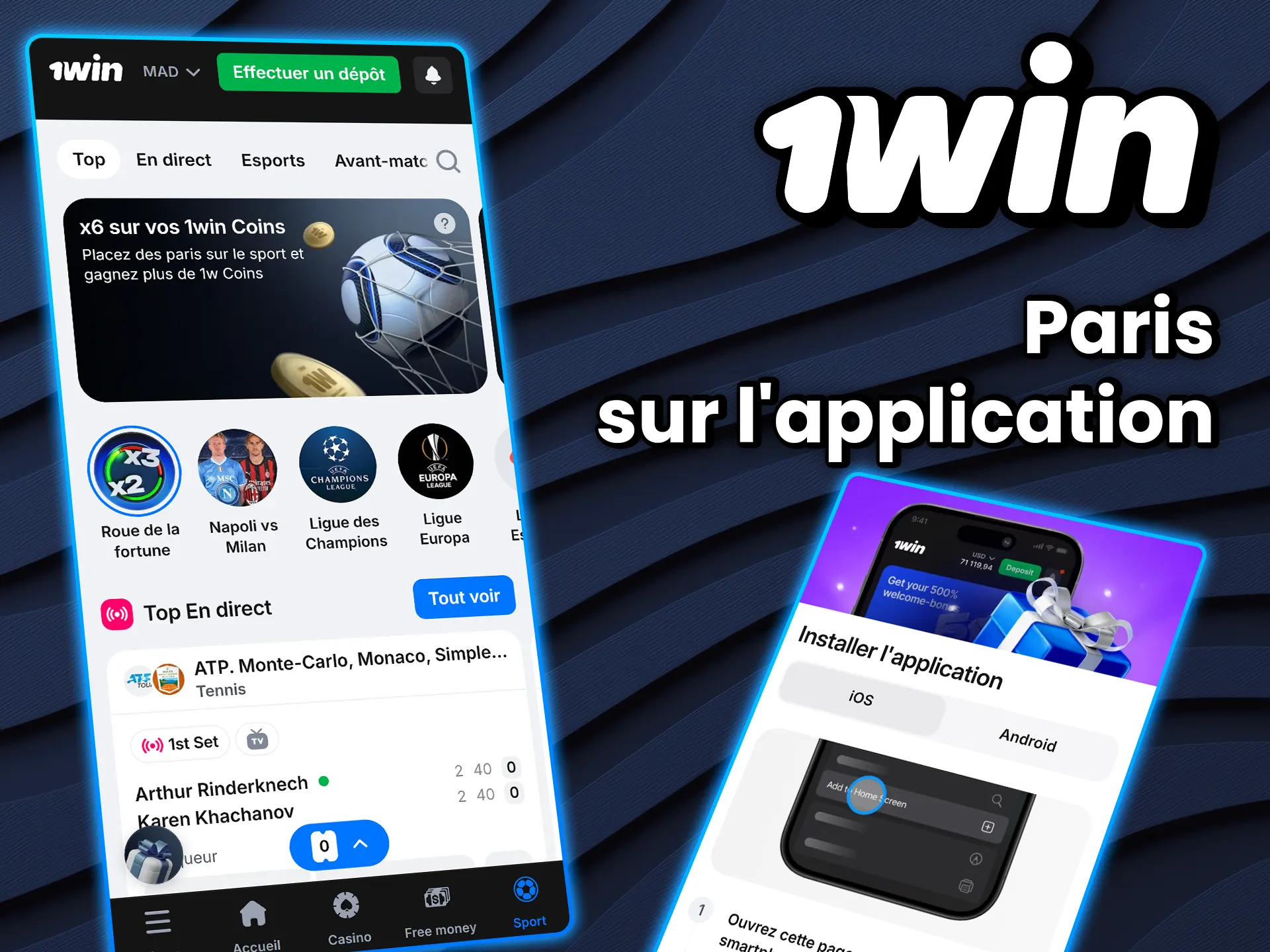 Sélectionnez vos cotes préférées et validez votre pari mobile sur 1win.