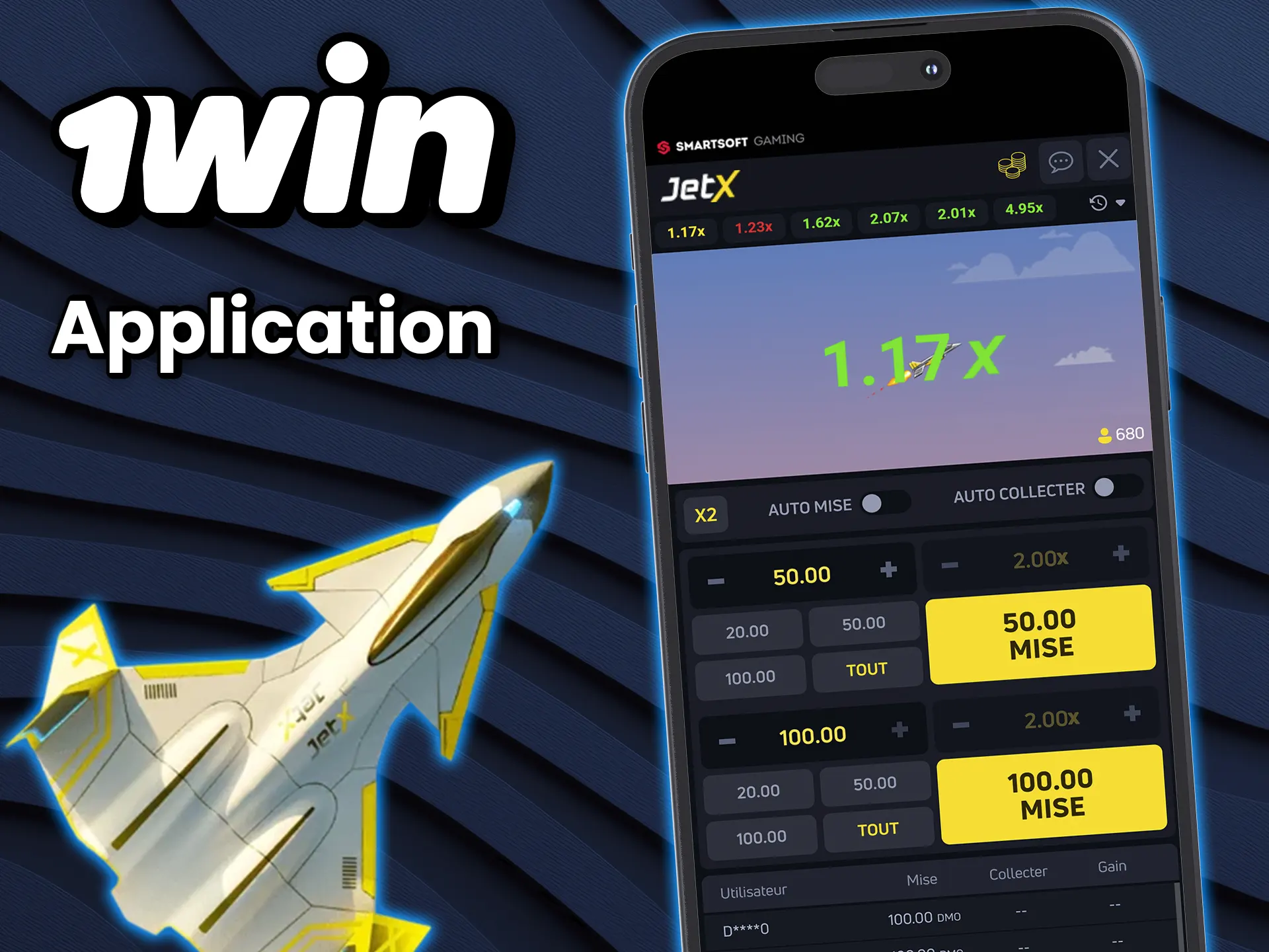 Téléchargez l'application mobile 1win pour commencer à jouer à JetX.
