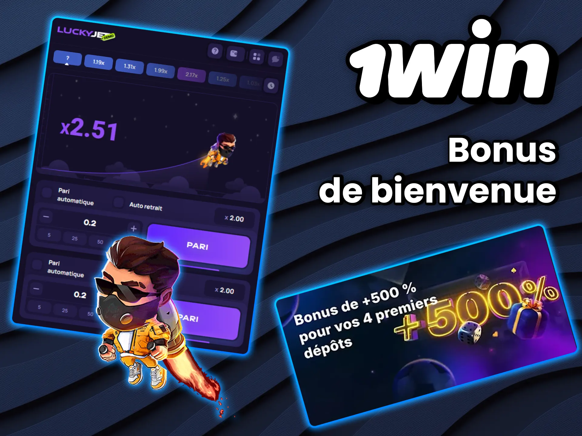Activez votre offre spéciale pour commencer à jouer à Lucky Jet sur 1win.