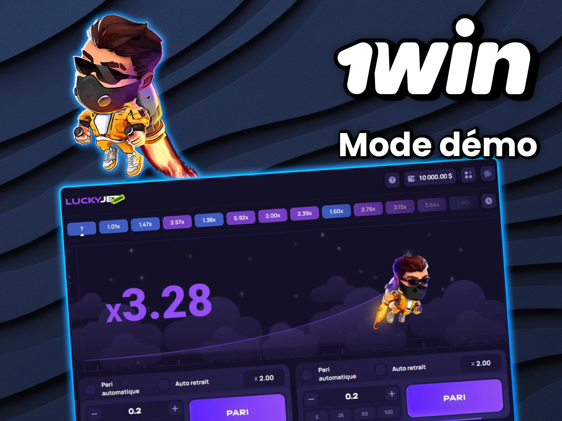 Essayez Lucky Jet gratuitement sur 1win.