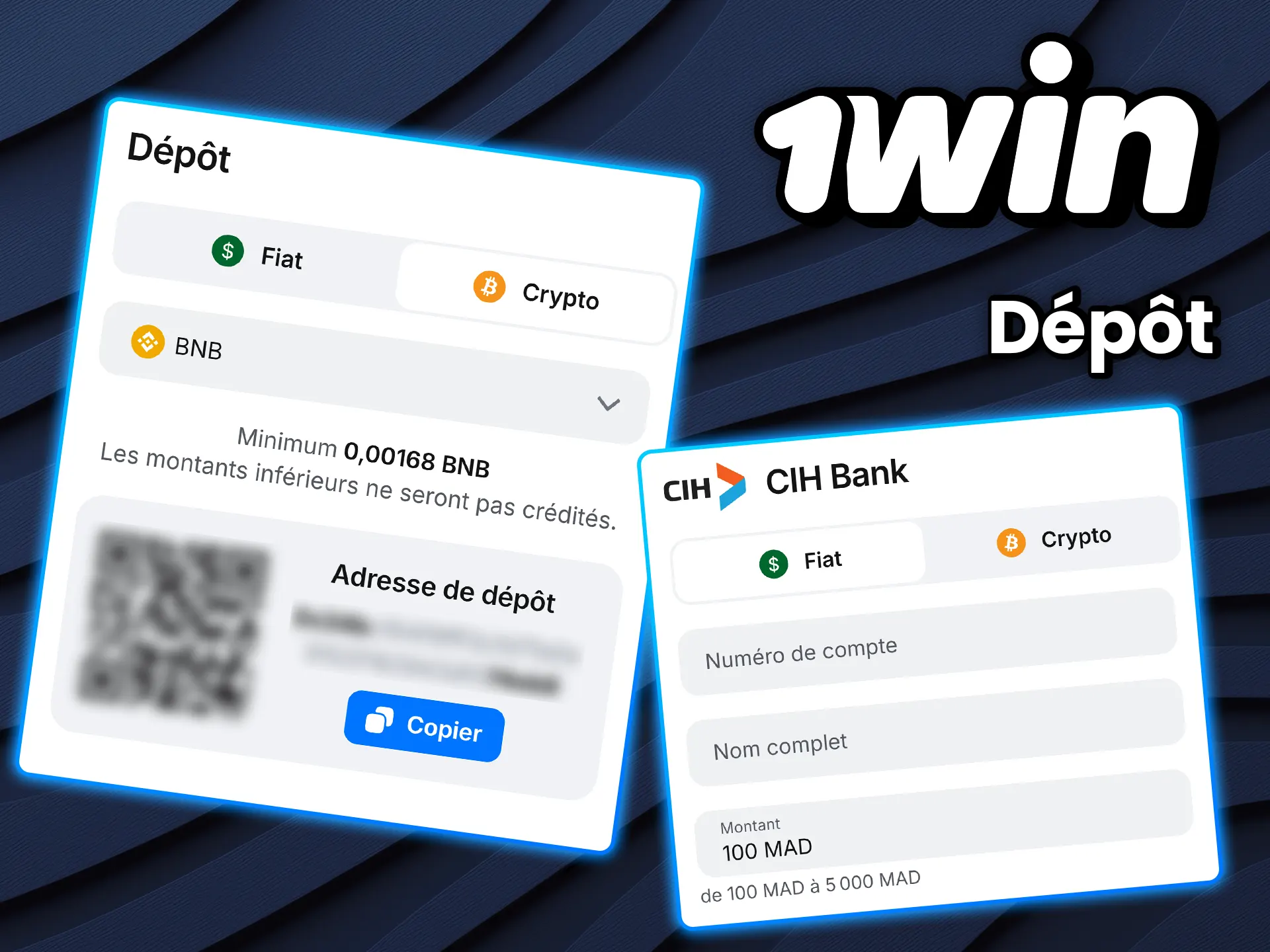 Créez un compte pour approvisionner votre compte sur 1win.