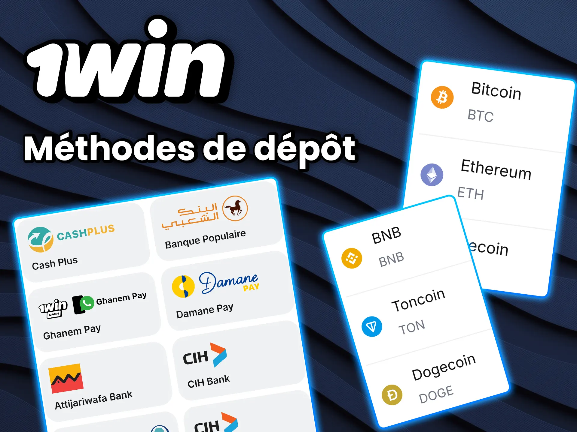 Choisissez votre option de paiement préférée pour créditer votre solde 1win.