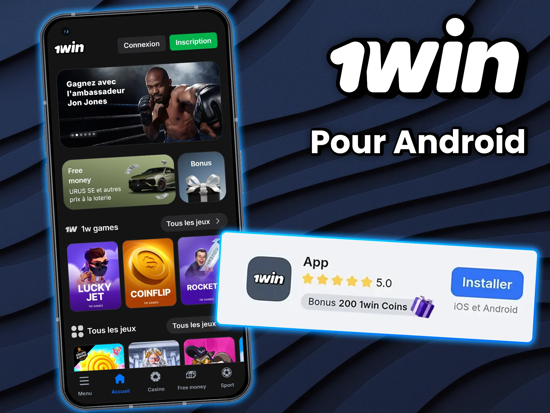 Téléchargez l'application fluide 1win pour Android.