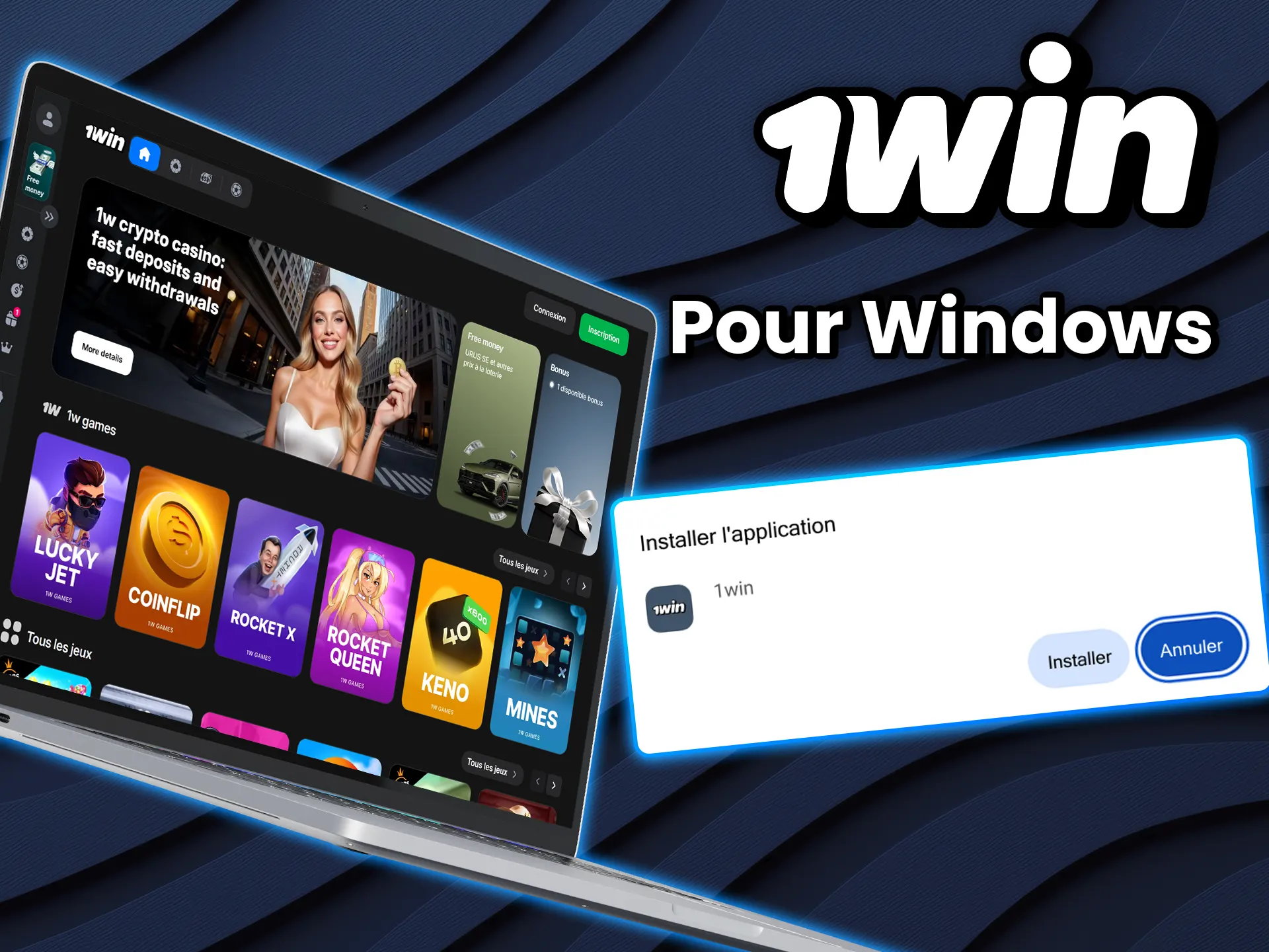 Utilisez la version pour ordinateur de l'application 1win pour jouer en tout confort.